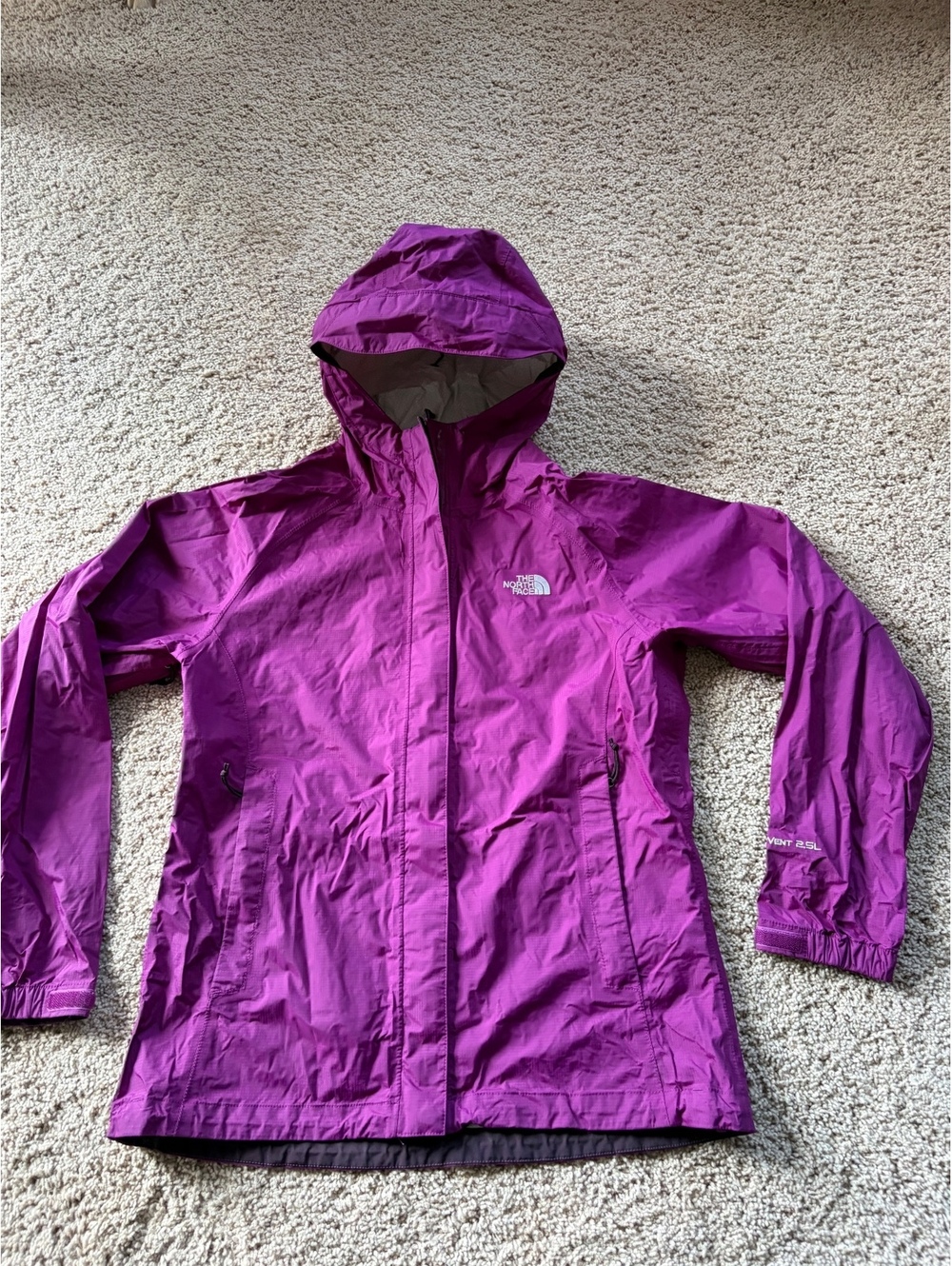 The North Face Purple DryVent 2.5L Hooded Rain Jacket Women's Size SMALL Flawed